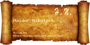 Haider Nikolett névjegykártya